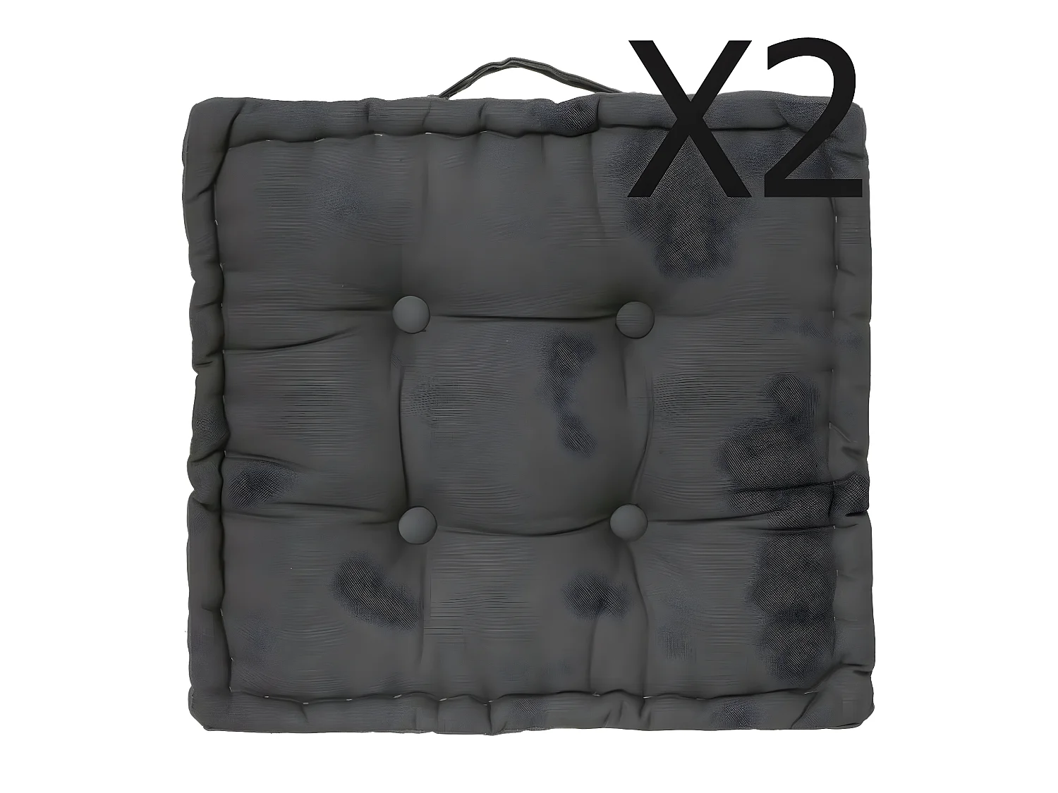Lot de 2 Coussins de sol en coton très tendance, Coloris Gris Foncé , 40 x 40 x H8 cm