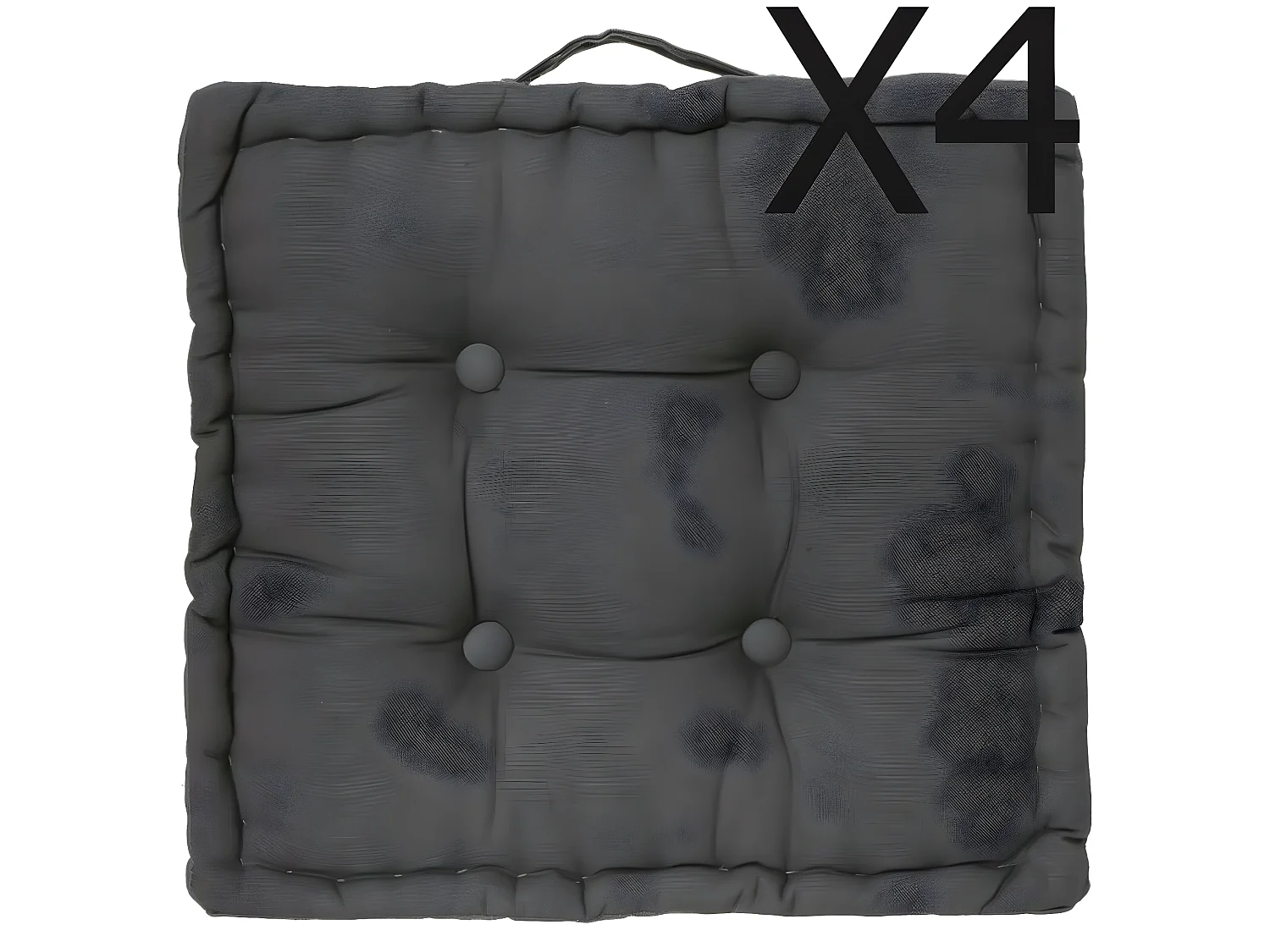 Lot de 4 Coussins de sol en coton très tendance, Coloris Gris Foncé , 40 x 40 x H8 cm