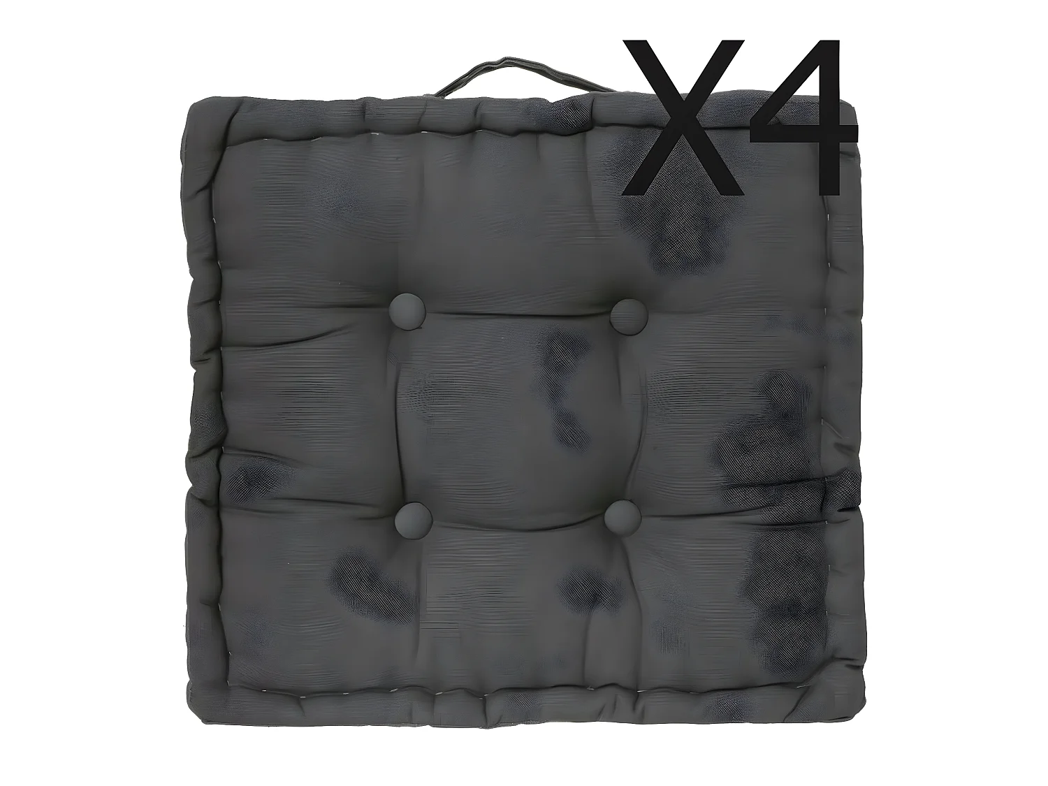 Lot de 4 Coussins de sol en coton très tendance, Coloris Gris Foncé , 40 x 40 x H8 cm