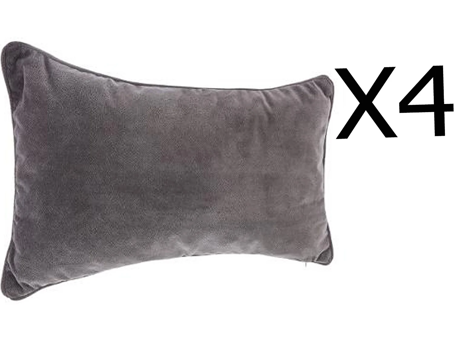 Lot de 4 coussins rectangulaires 100% polyester coloris gris foncé - Dim : L.50 x l.30 cm