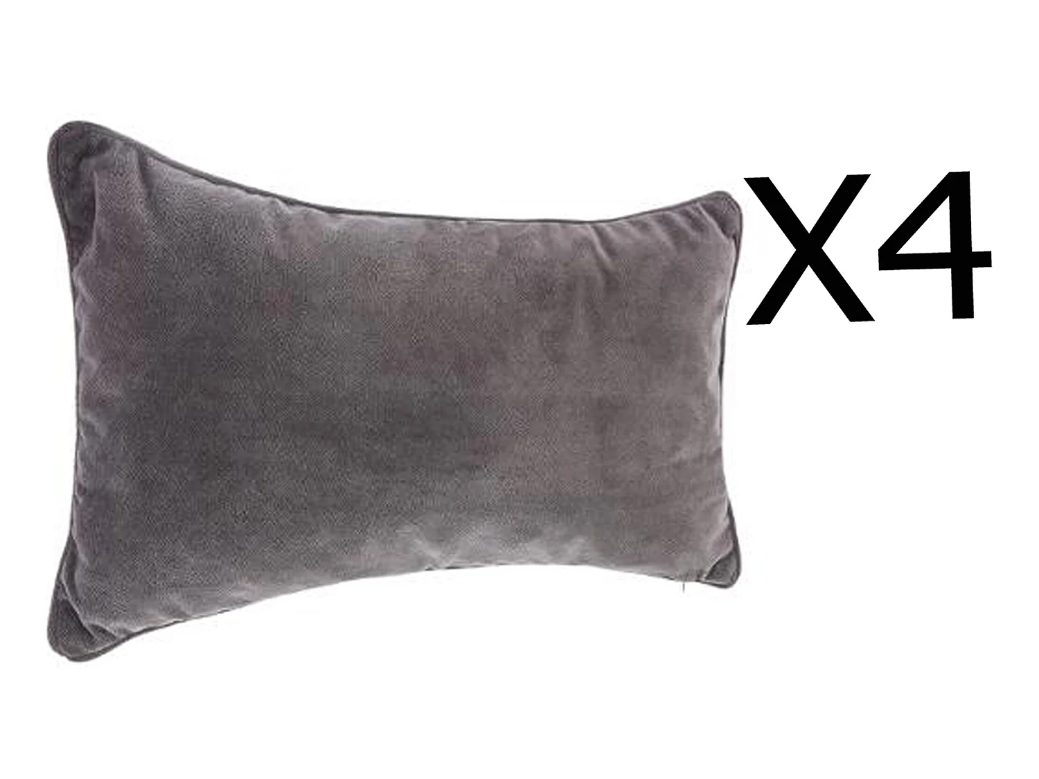 Lot de 4 coussins rectangulaires 100% polyester coloris gris foncé - Dim : L.50 x l.30 cm