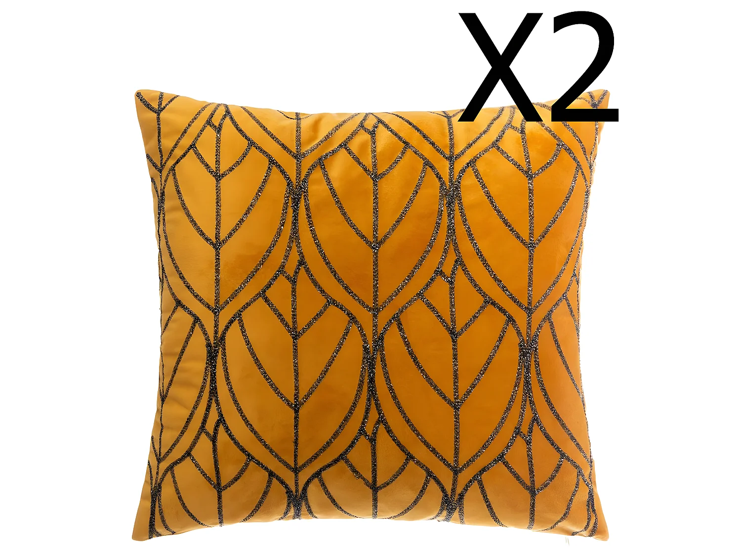 Lot de 2 coussins en velours ocre - L. 40 x l. 40 cm