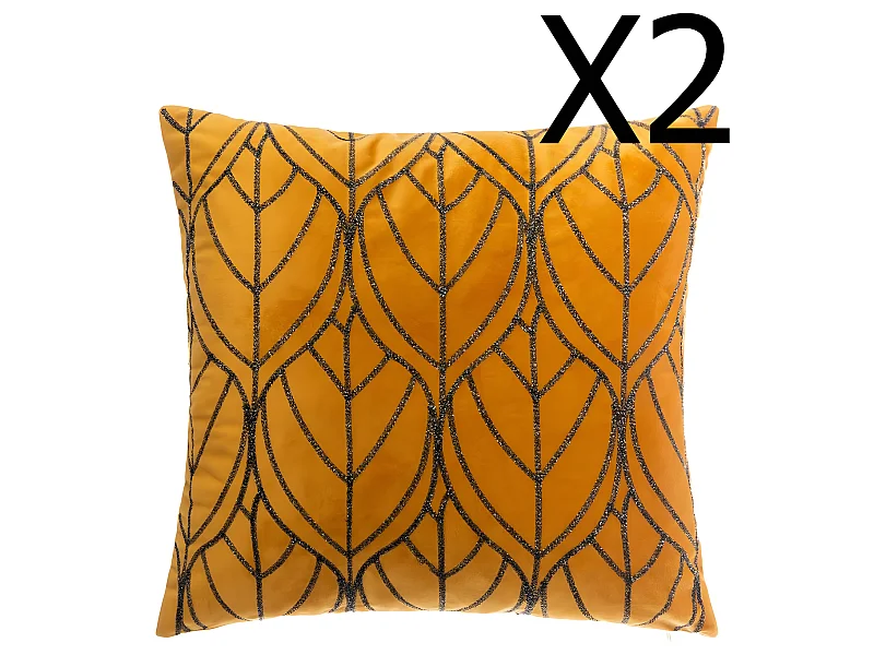 Lot de 2 coussins en velours ocre - L. 40 x l. 40 cm
