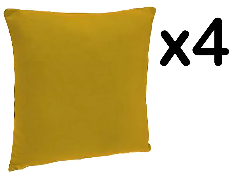 Lot de 4 coussins déhoussables coloris ocre - Dim : 40 x 40 cm