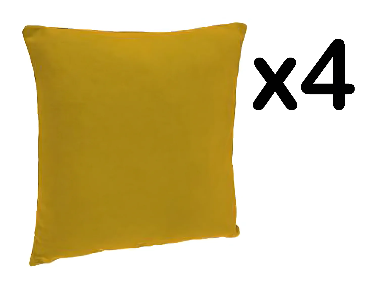 Lot de 4 coussins déhoussables coloris ocre - Dim : 40 x 40 cm