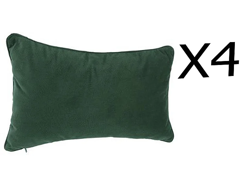 Lot de 4 coussins rectangulaires 100% polyester coloris vert - Dim : L.50 x l.30 cm