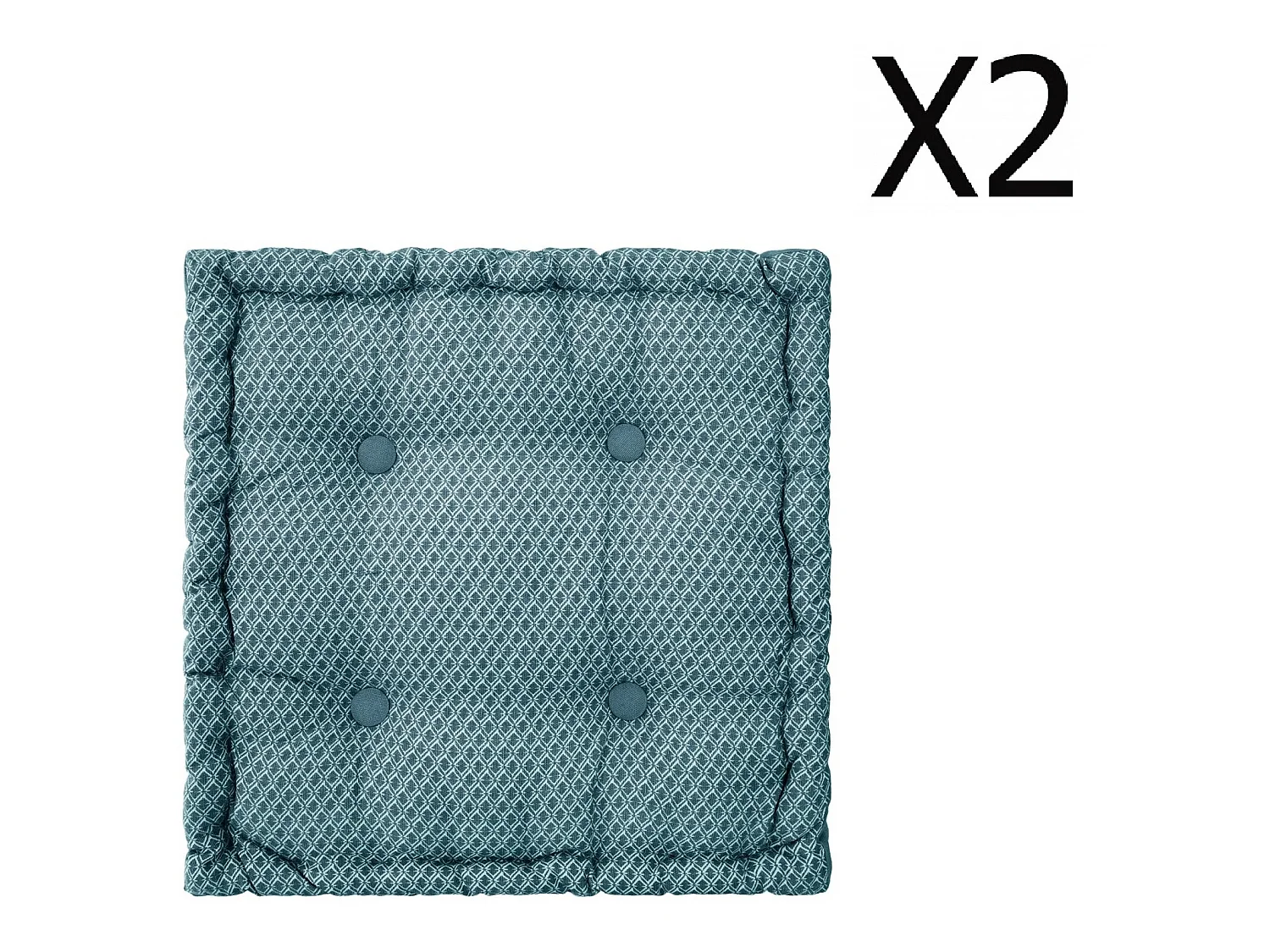 Lot de 2 Coussins de sol bleu canard - L. 40 x l. 40 x H. 8 cm