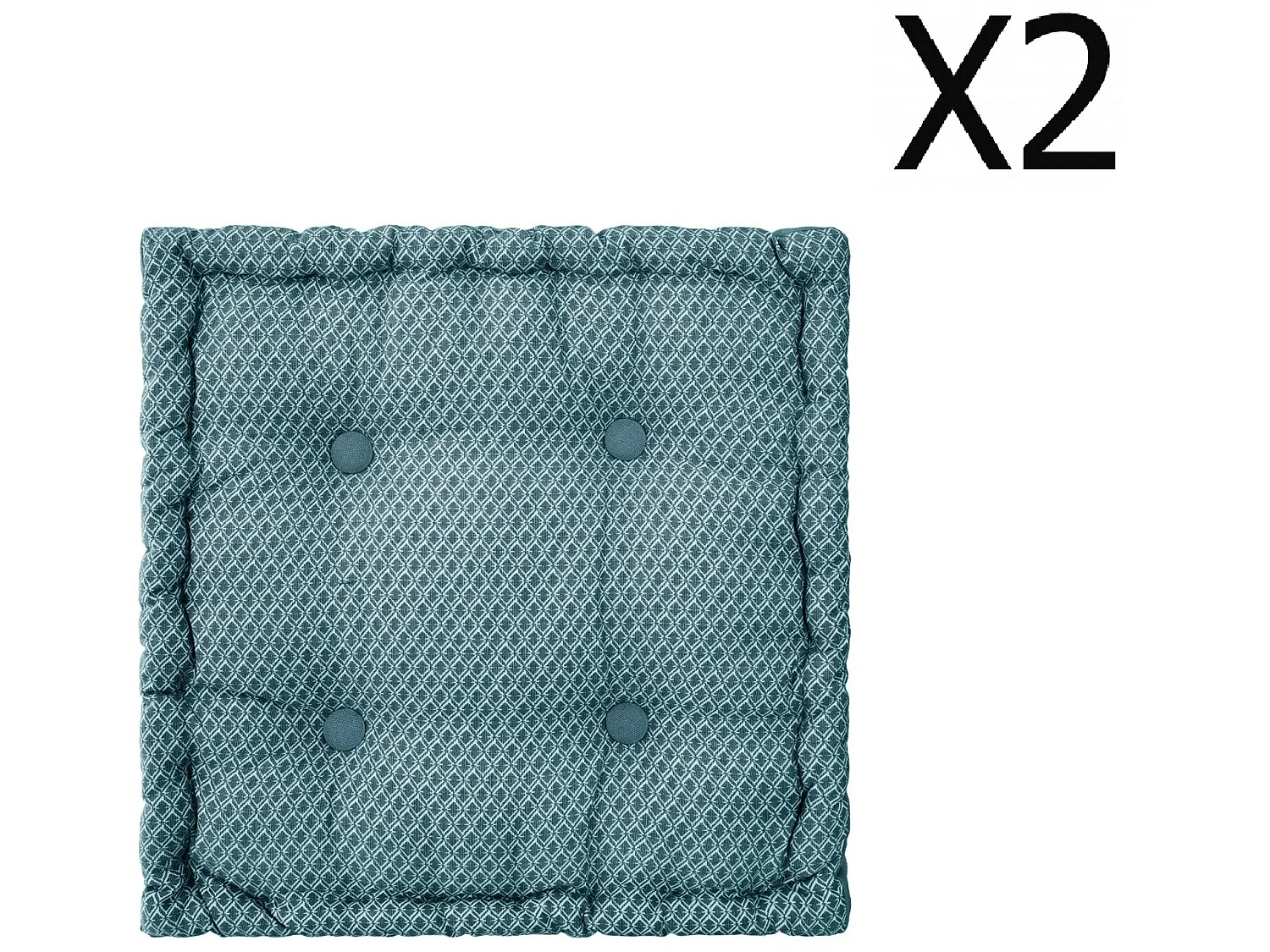 Lot de 2 Coussins de sol bleu canard - L. 40 x l. 40 x H. 8 cm