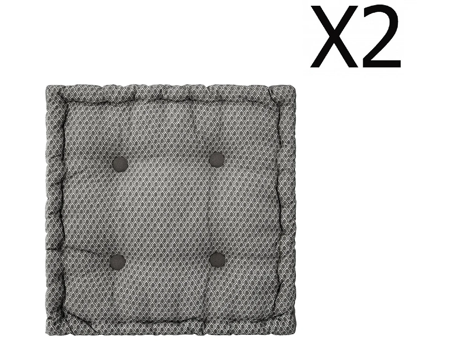 Lot de 2 Coussins de sol gris - L. 40 x l. 40 x H. 8 cm