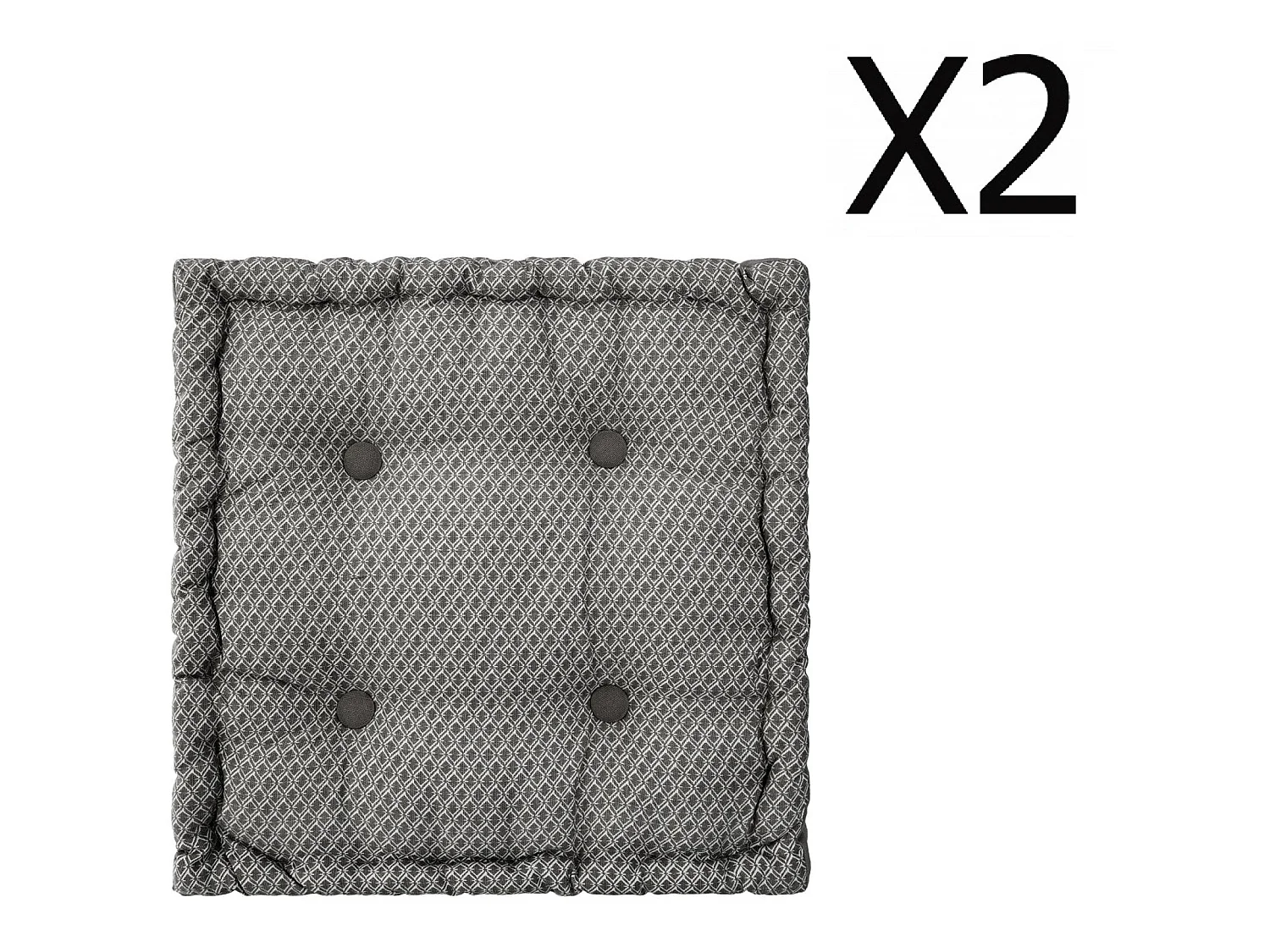 Lot de 2 Coussins de sol gris - L. 40 x l. 40 x H. 8 cm