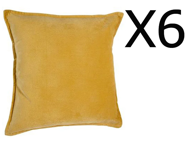 Lot de 6 coussins en polyester coloris ocre - Dim : L.45 x l.45 cm