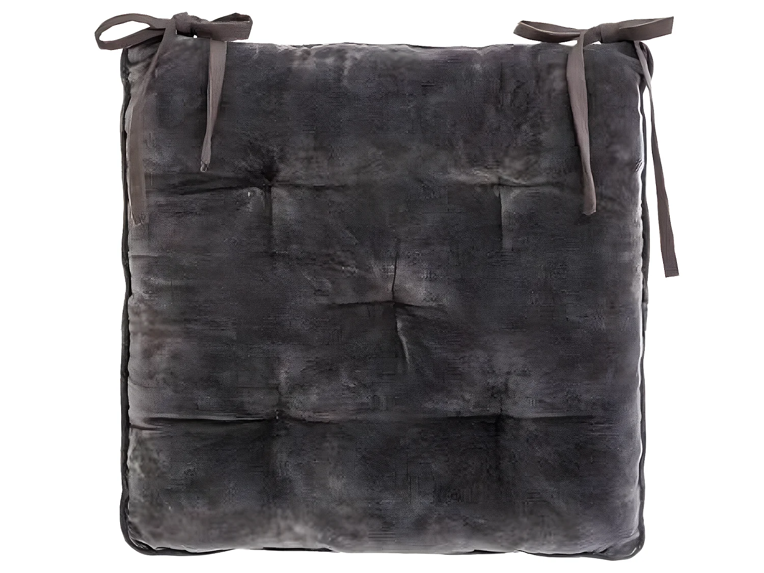 Lot de 4 galettes de chaises en velours coloris gris foncé - L. 38 x l. 38 cm