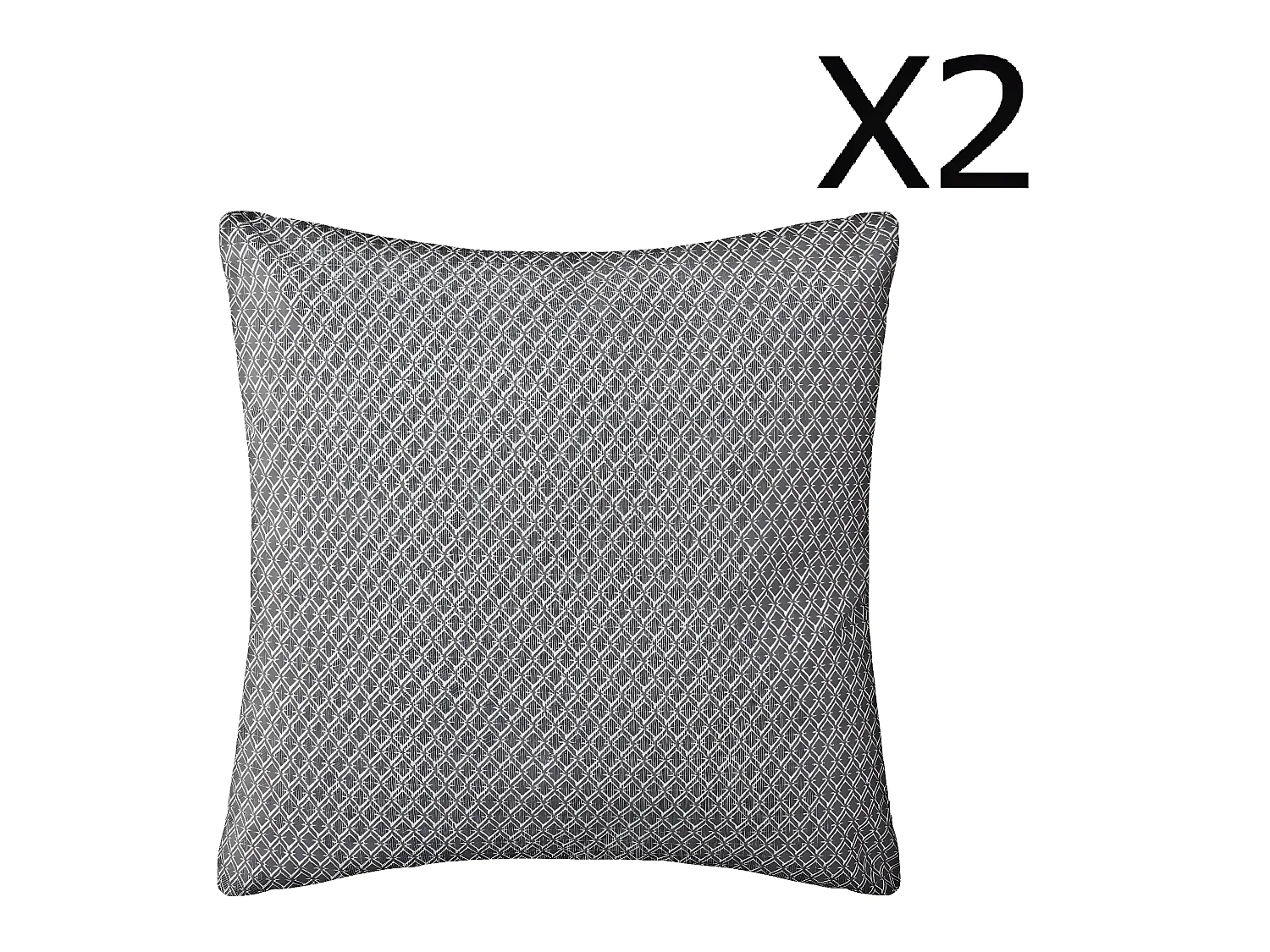 Lot de 2 Coussins gris déhoussable - 38 x 38 cm
