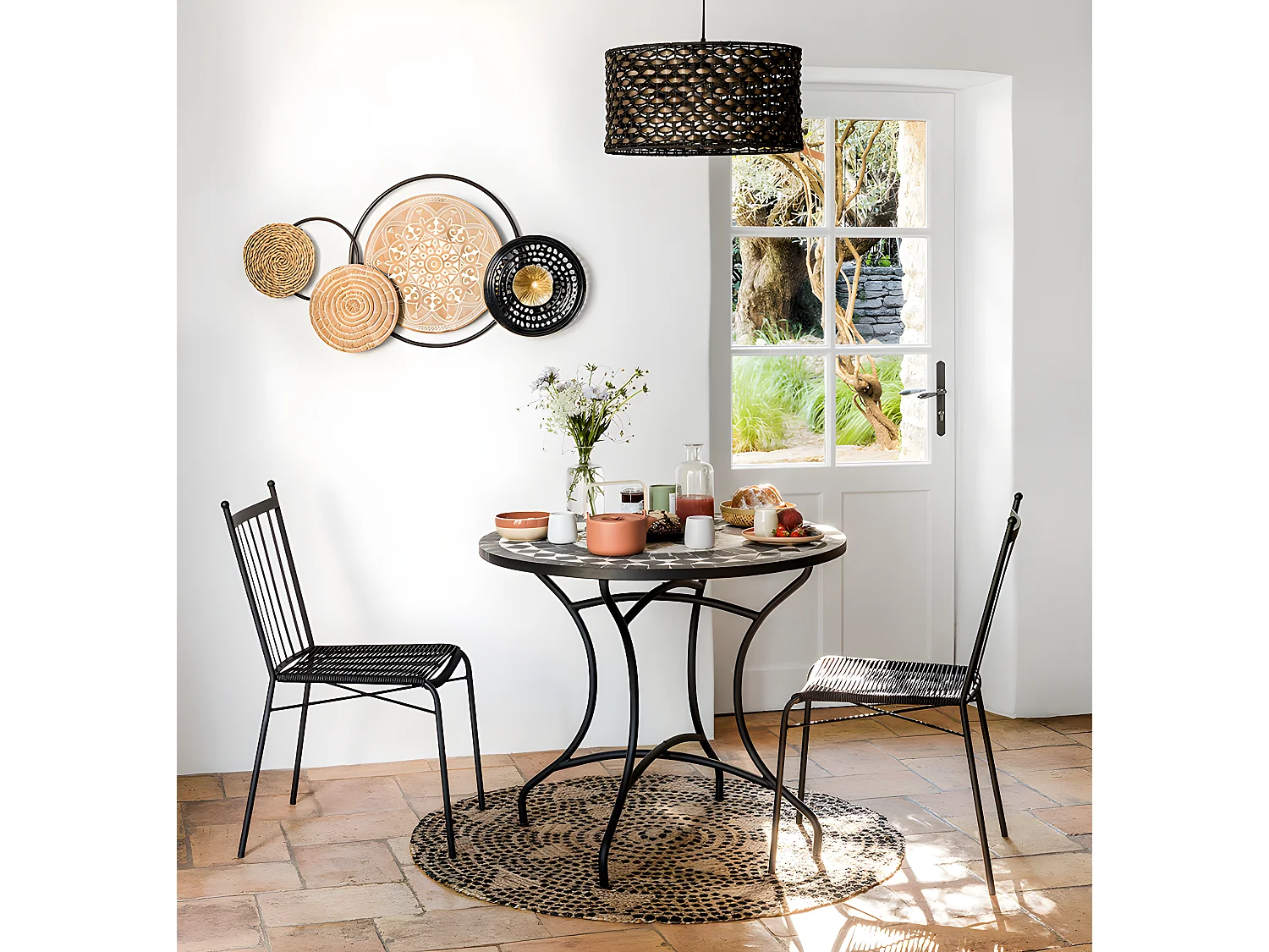 Décoration murale en métal et bois - L. 98 x l. 7,5 x H.49,5 cm