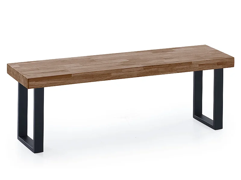 Banc d'assise coloris chêne américain / pieds noir - Largeur 120 x Profondeur 47 cm x Hauteur 34 cm