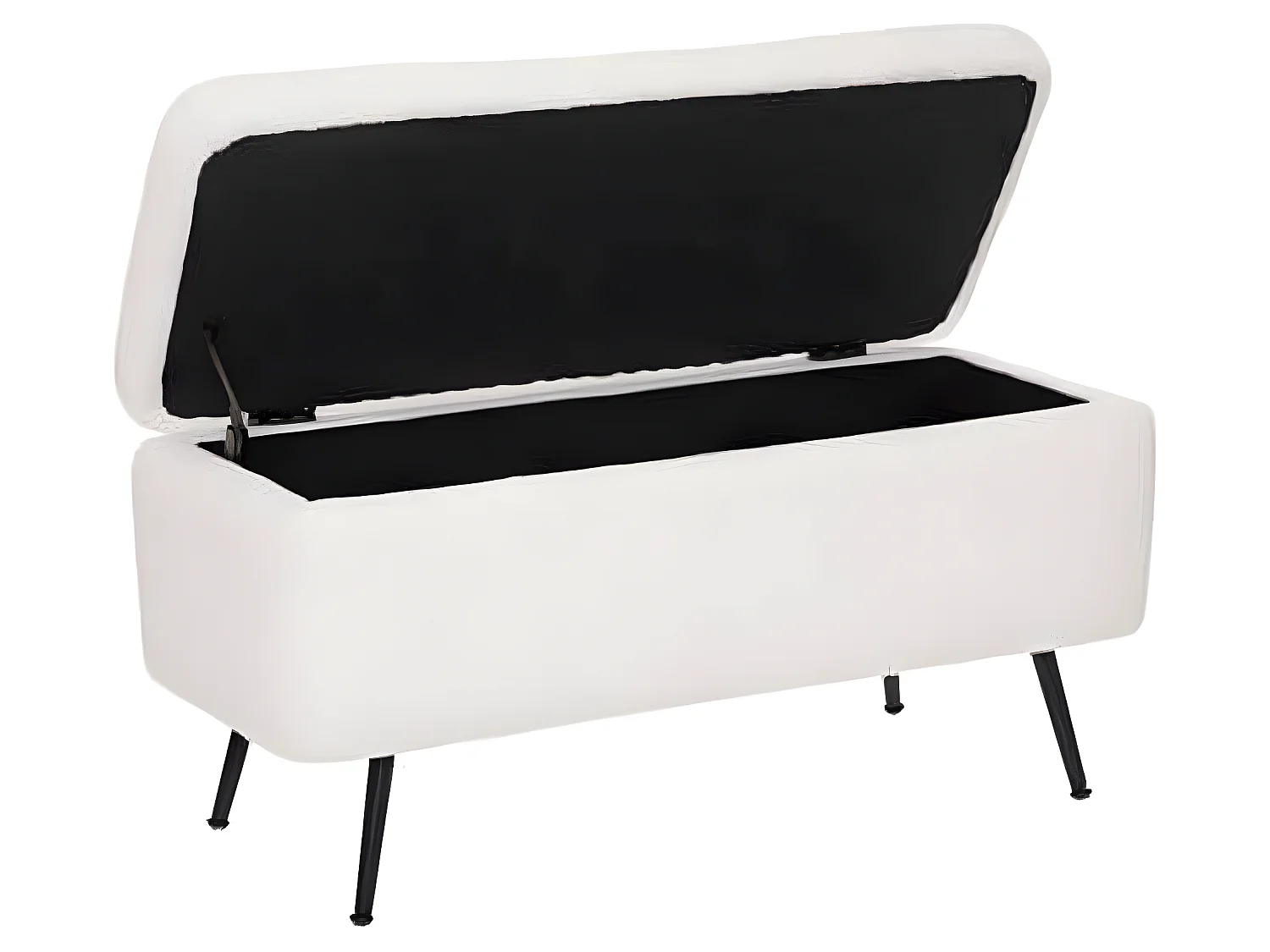 Banc coffre en bois / PU coloris blanc - Longueur 100 x Profondeur 40 x Hauteur 48 cm