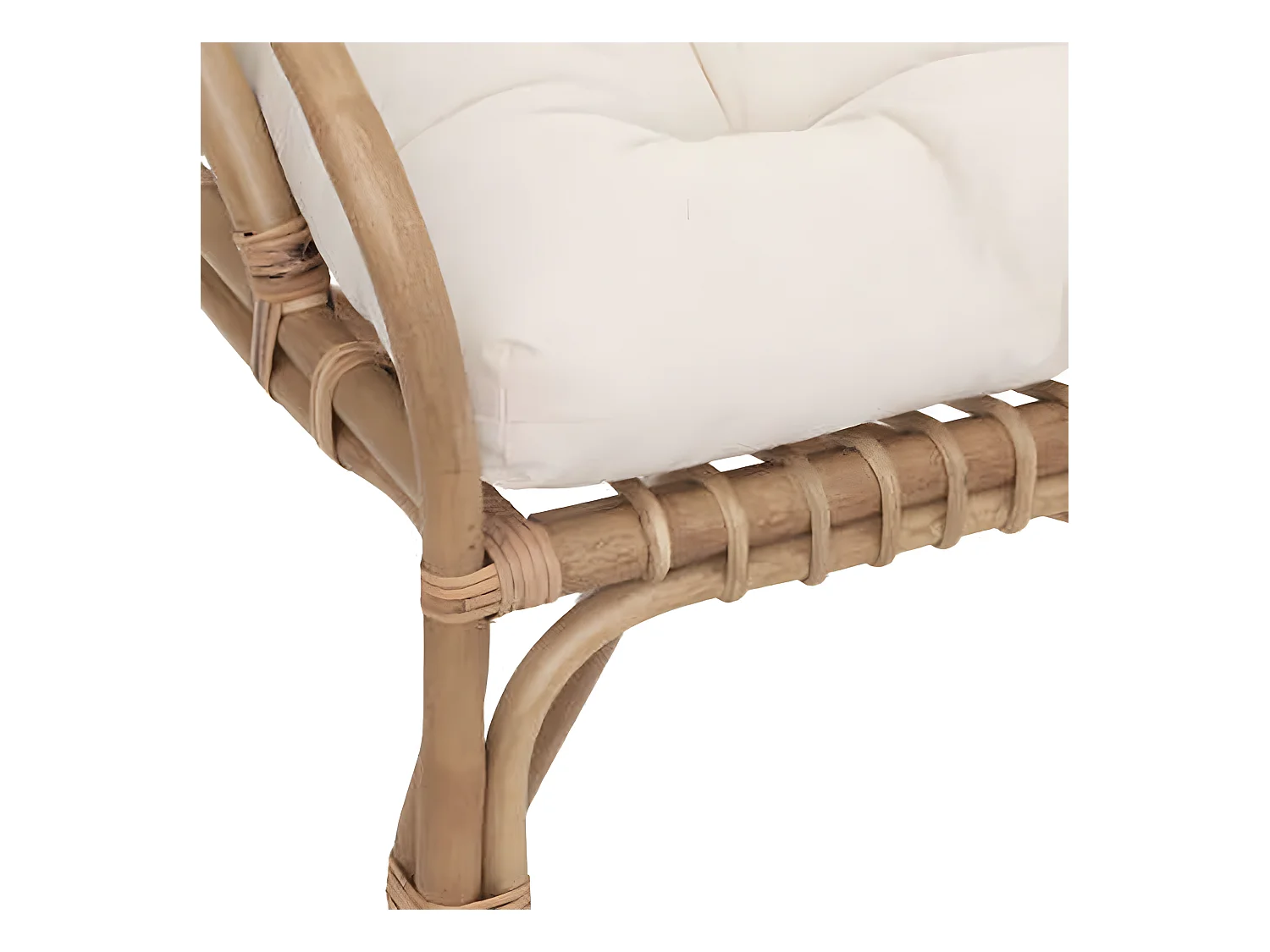 Banc 2 places en rotin avec coussin en polyester coloris blanc - Longueur 110 x Hauteur 77 x Profondeur 68 cm