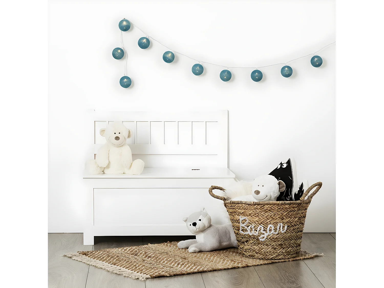 Banc / coffre à jouets en bois coloris blanc - L.74 x l.34 x H.64 cm