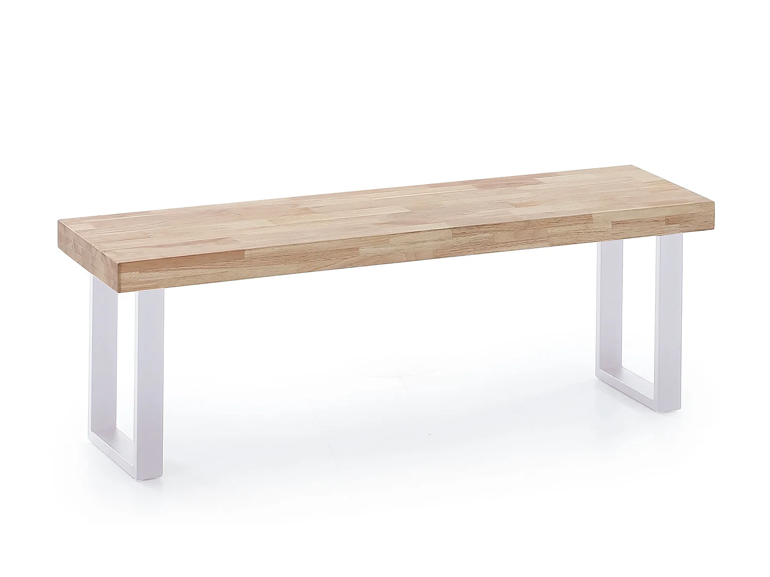 Banc d'assise coloris chêne nordique / pieds blanc - L 120 x P 34 x H 47 cm.