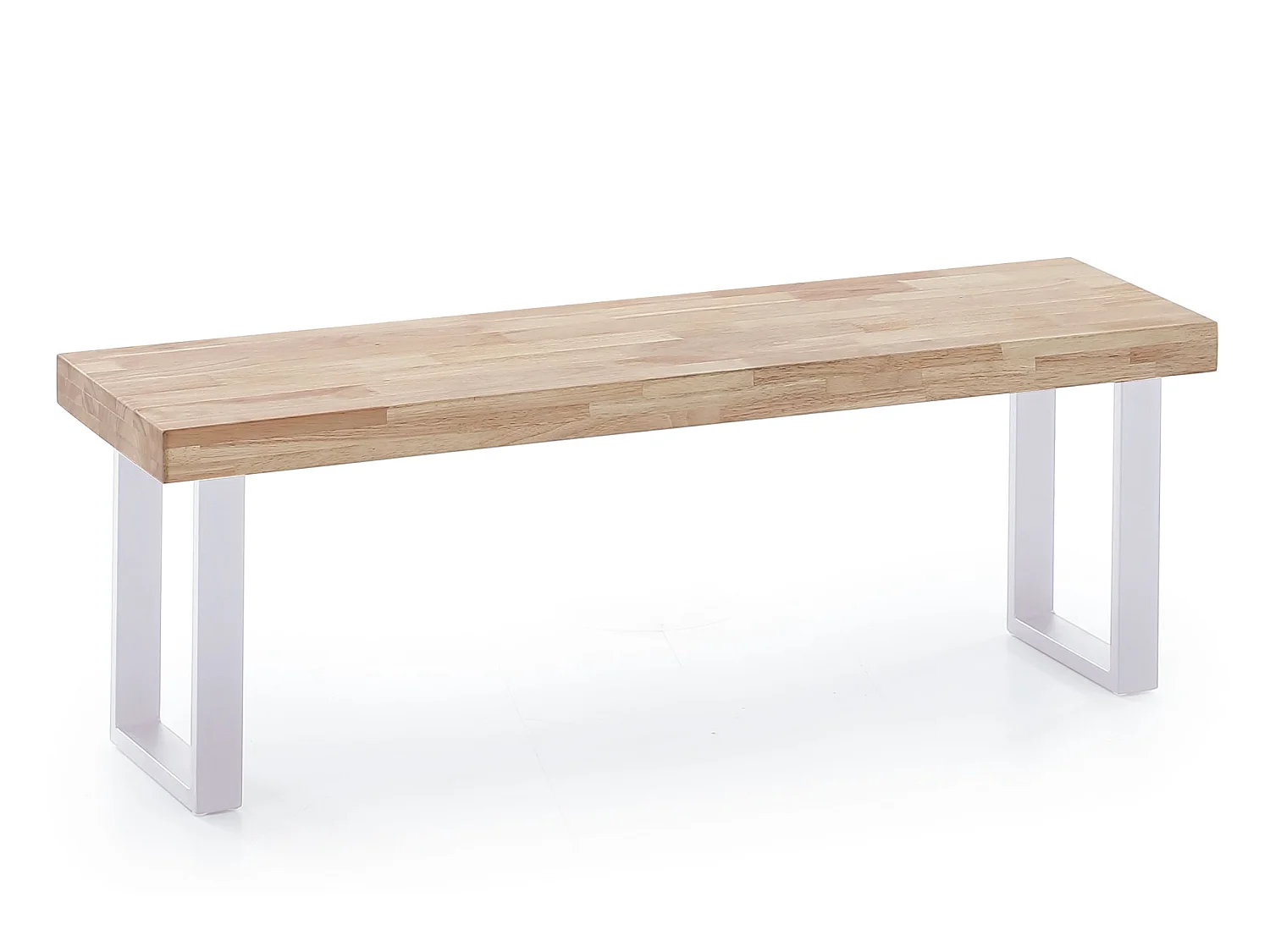 Banc d'assise coloris chêne nordique / pieds blanc - L 120 x P 34 x H 47 cm.