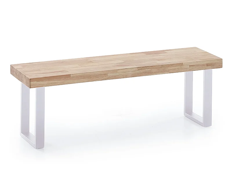Banc d'assise coloris chêne nordique / pieds blanc - L 120 x P 34 x H 47 cm.