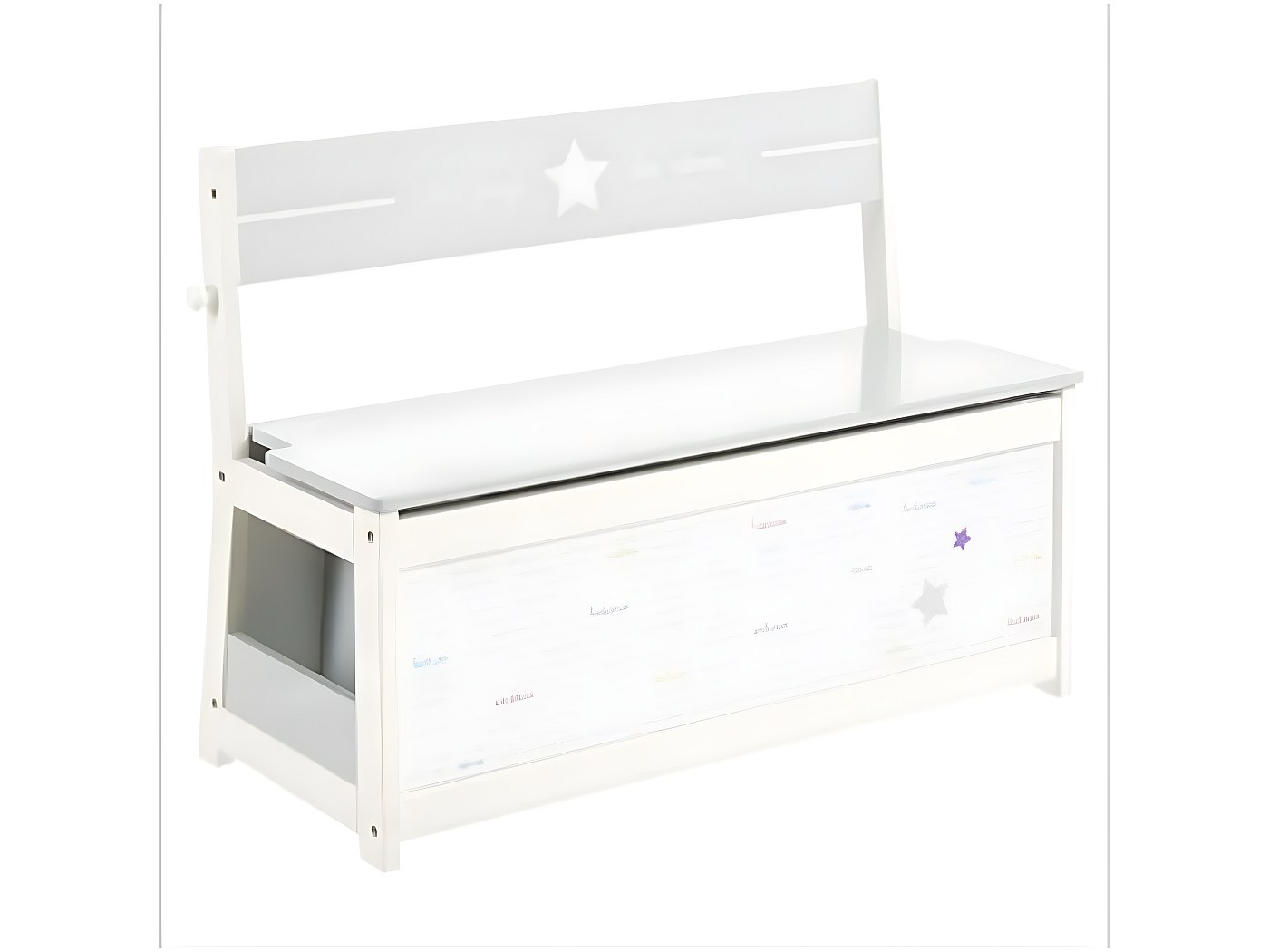 Coffre XL à Jouets En Bois Rangement Pour Enfants Couleur Blanc Motif