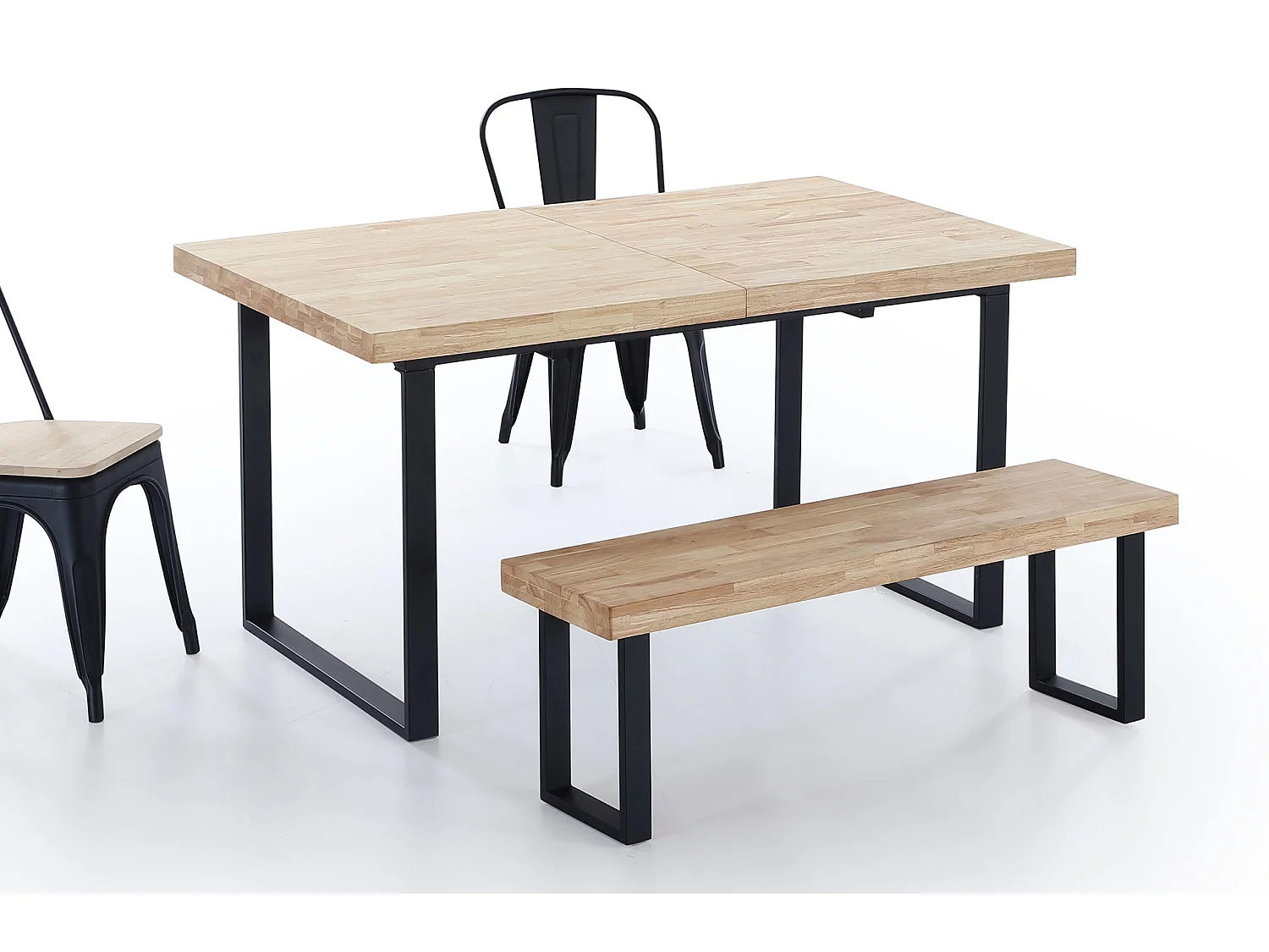 Banc d'assise coloris chêne nordique / pieds noir - L 120 x P 34 x H 47 cm