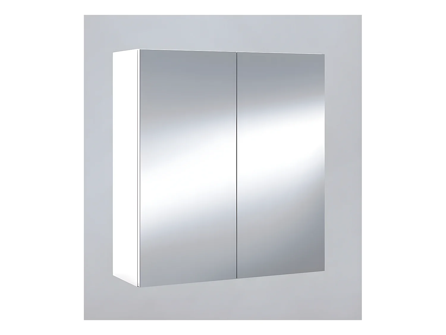 Miroir de salle de bain avec rangements 2 portes en blanc brillant, 65 x 60 x 21 cm