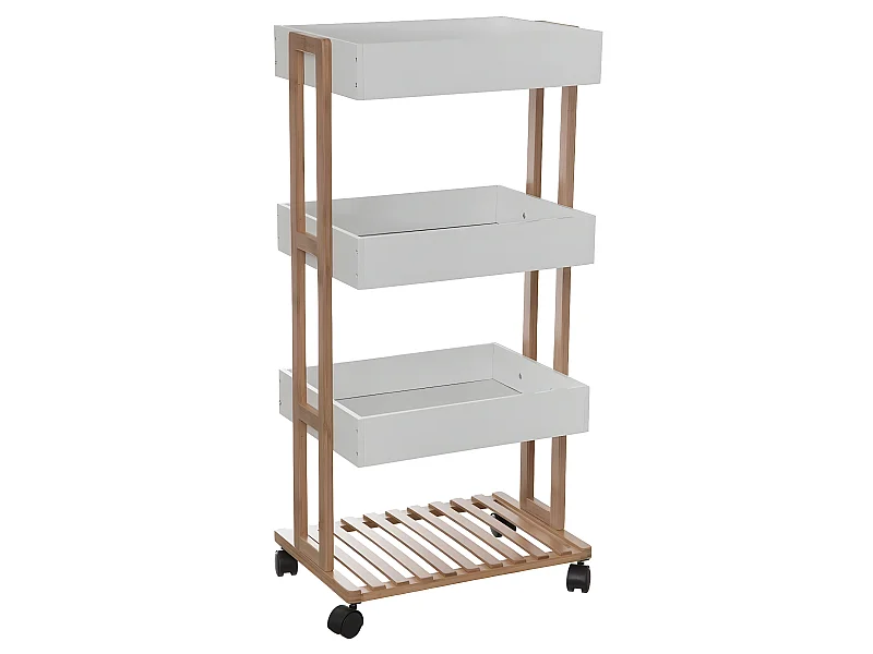 Desserte 4 plateaux en bambou - L 41 x P 30.7 x H 87.8 cm