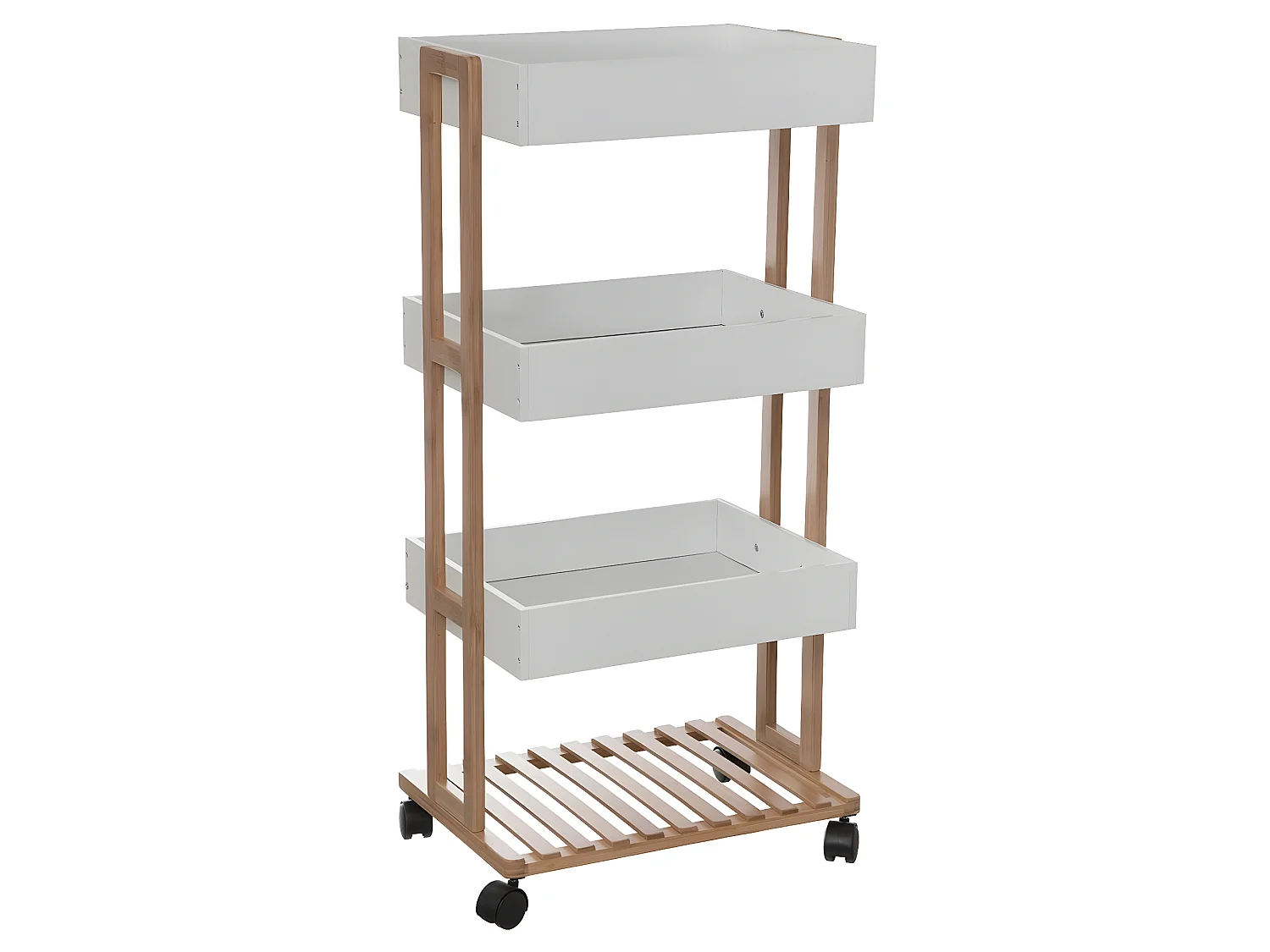 Desserte 4 plateaux en bambou - L 41 x P 30.7 x H 87.8 cm