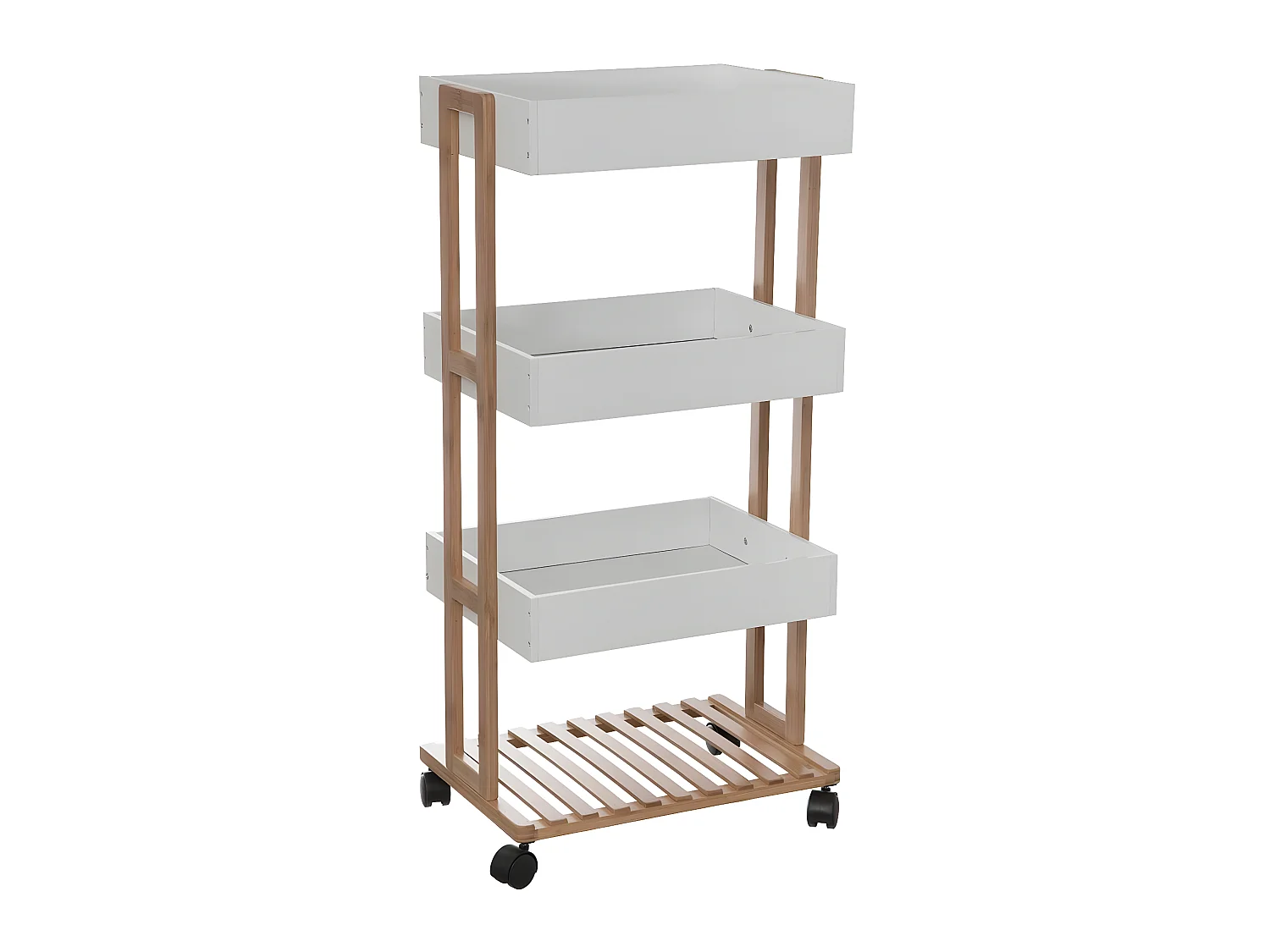 Desserte 4 plateaux en bambou - L 41 x P 30.7 x H 87.8 cm