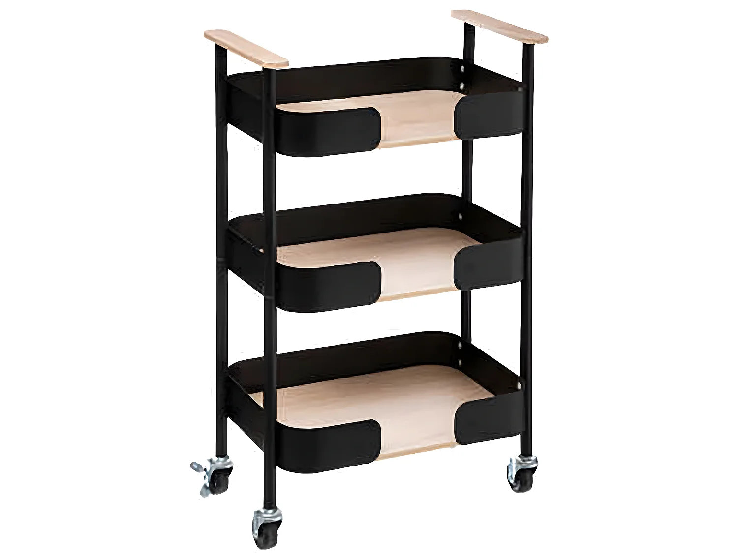 Desserte meuble de cuisine en fer coloris noir - Longueur 45,5 x Profondeur 28,5 x Hauteur 75 cm