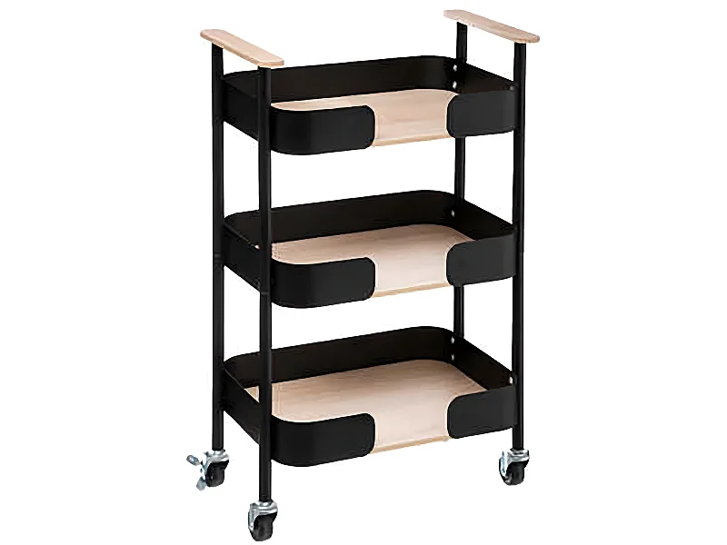 Desserte meuble de cuisine en fer coloris noir - Longueur 45,5 x Profondeur 28,5 x Hauteur 75 cm