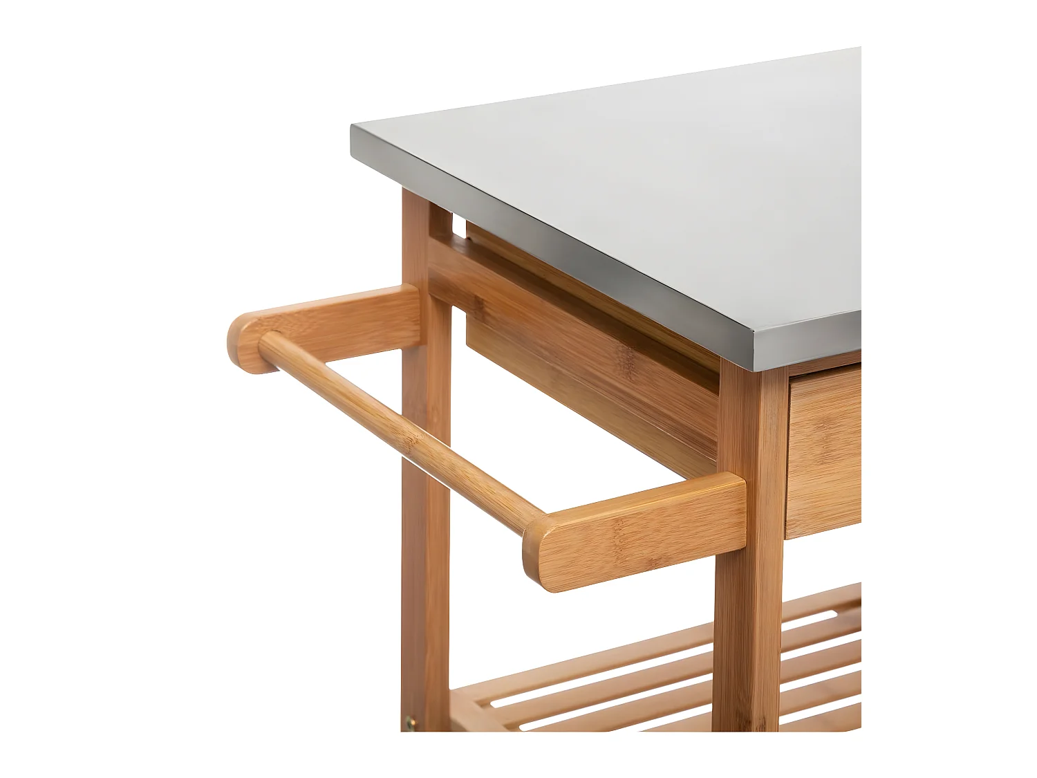 Desserte de cuisine en bois de bambou - L. 76 x l37 x h. 86 cm