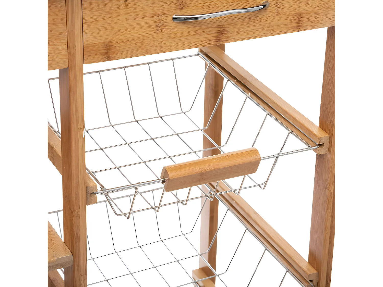 Desserte de cuisine en bois de bambou - L. 76 x l37 x h. 86 cm