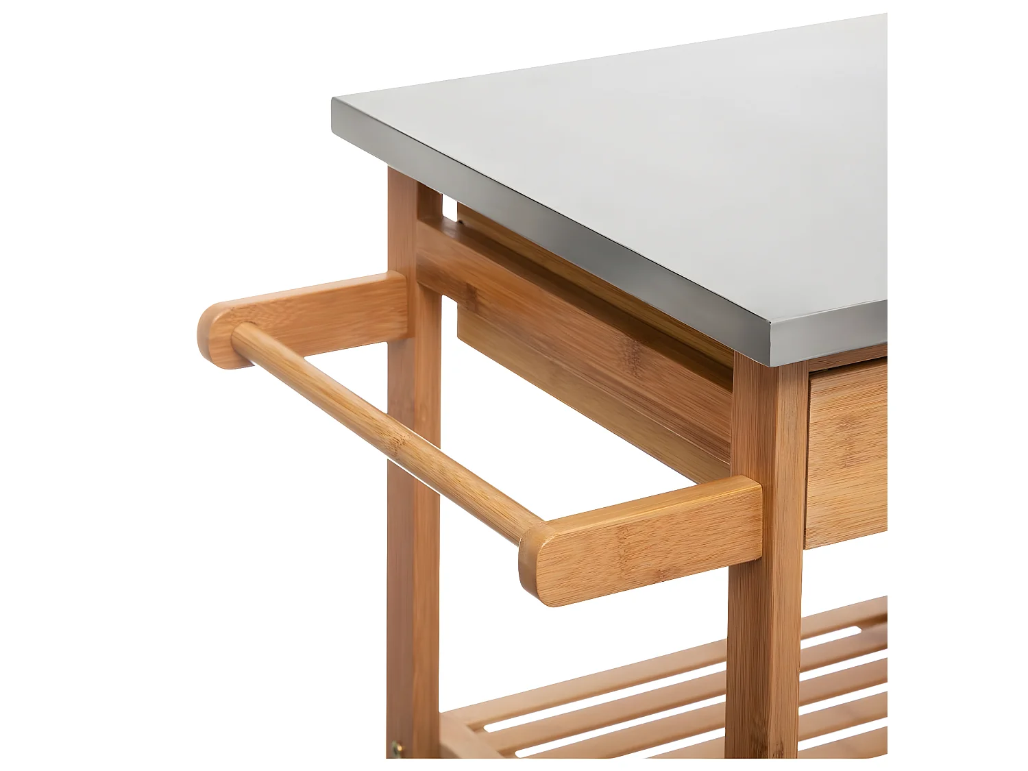 Desserte de cuisine en bois de bambou - L. 76 x l37 x h. 86 cm