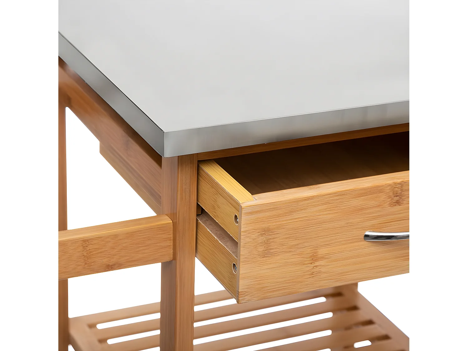 Desserte de cuisine en bois de bambou - L. 76 x l37 x h. 86 cm