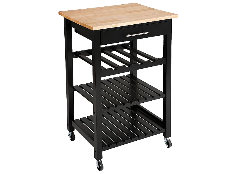 Desserte de cuisine Claude noire, L. 58 x P. 48 x H. 87 cm