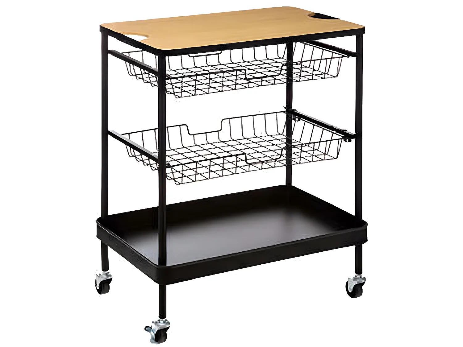 Desserte meuble de cuisine en acier coloris noir - Longueur 60,5 x Profondeur 40,5 x Hauteur 79,5 cm