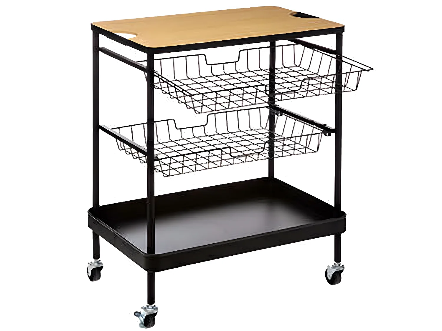 Desserte meuble de cuisine en acier coloris noir - Longueur 60,5 x Profondeur 40,5 x Hauteur 79,5 cm