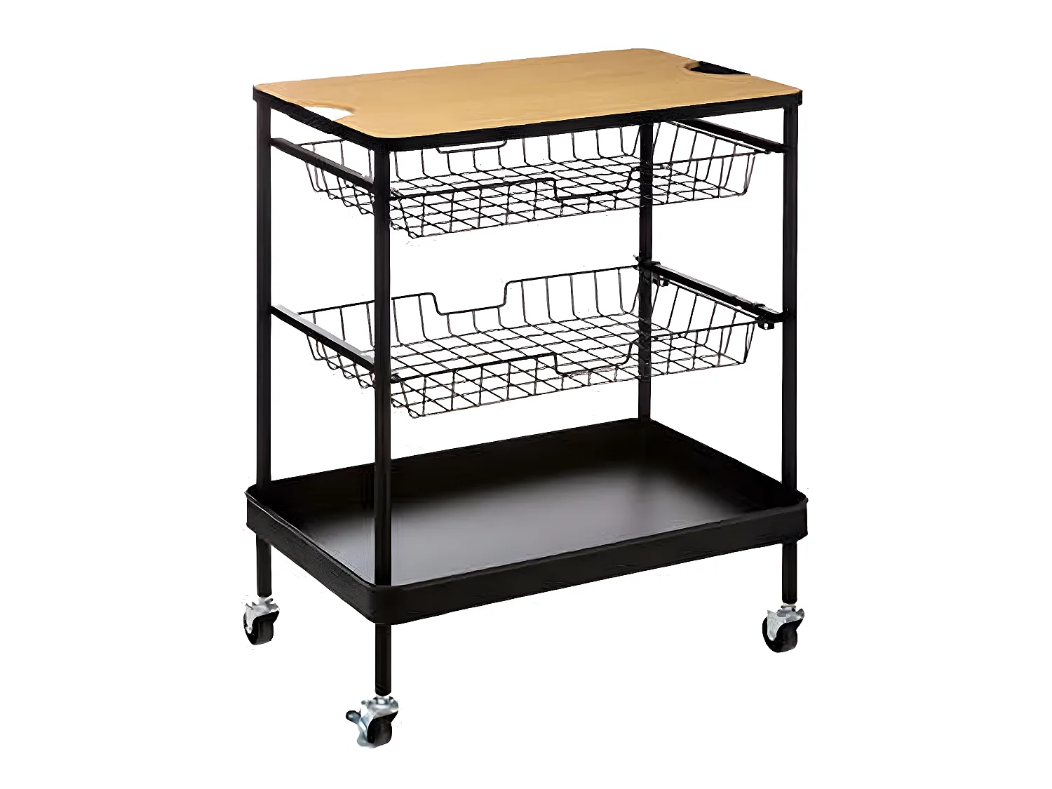 Desserte meuble de cuisine en acier coloris noir - Longueur 60,5 x Profondeur 40,5 x Hauteur 79,5 cm