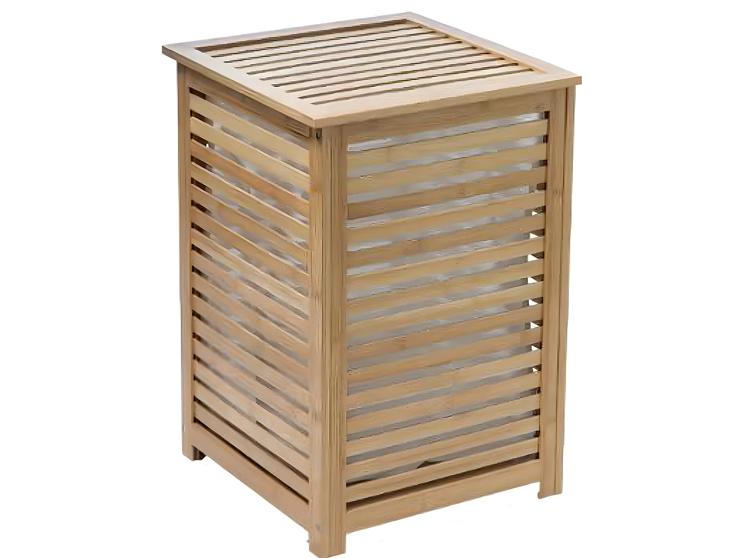 Panier à linge en bambou naturel - L.40 x l.40 x H.58 cm