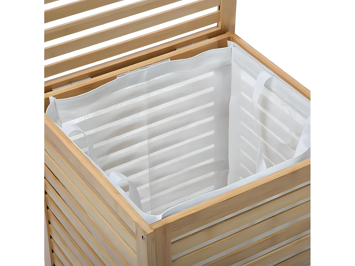 Panier à linge en bambou naturel - L.40 x l.40 x H.58 cm