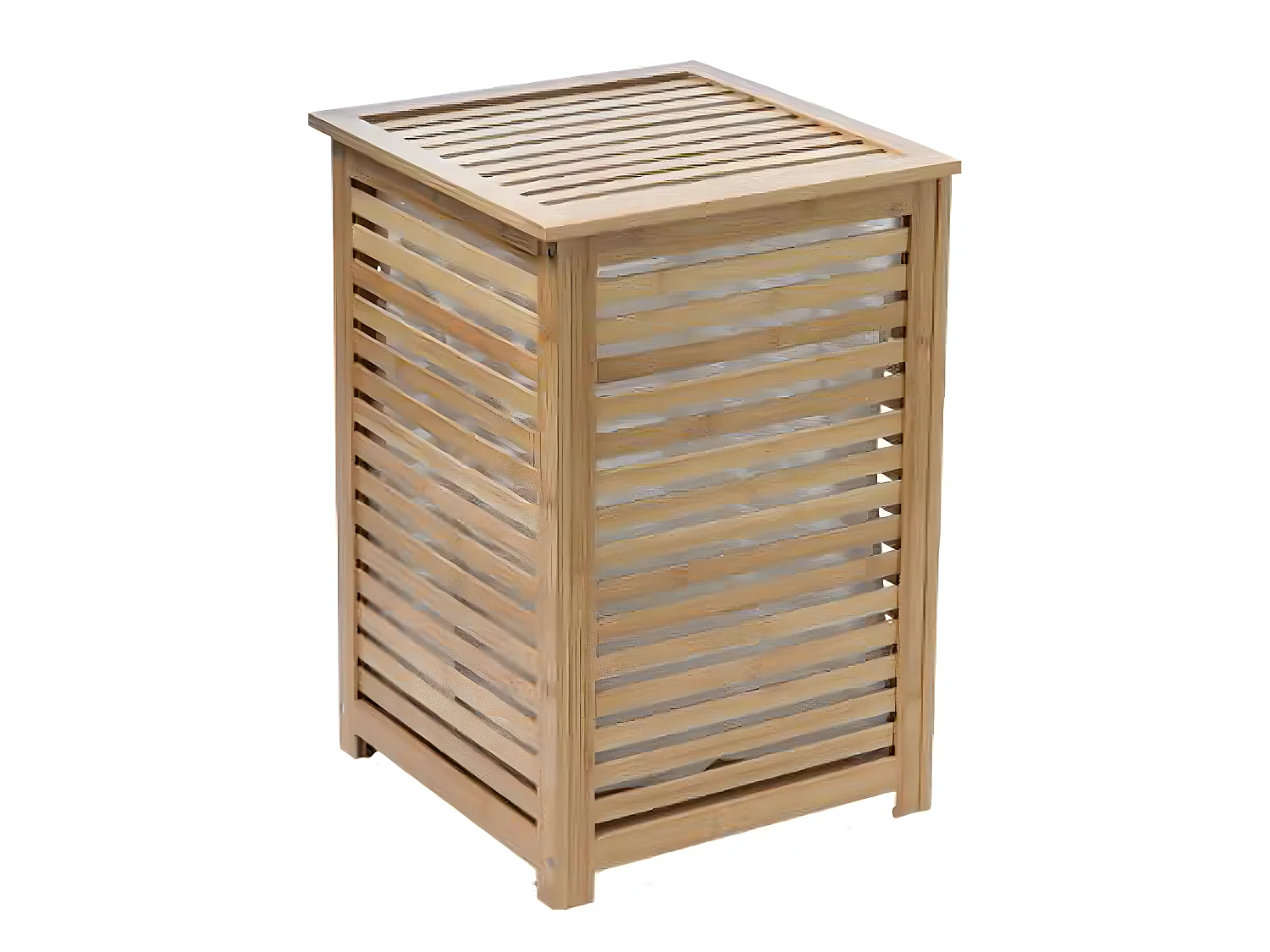 Panier à linge en bambou naturel - L.40 x l.40 x H.58 cm