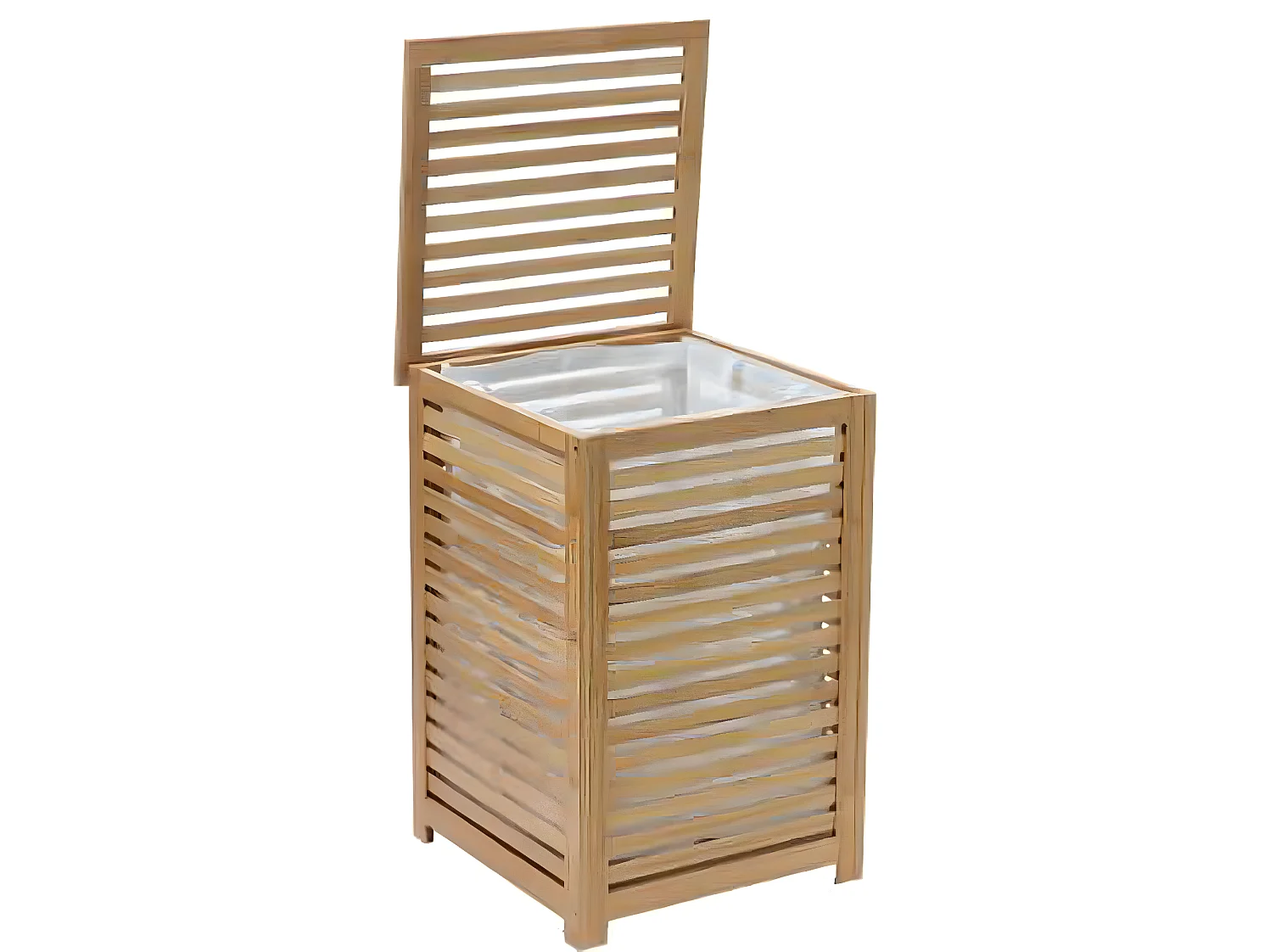 Panier à linge en bambou naturel - L.40 x l.40 x H.58 cm