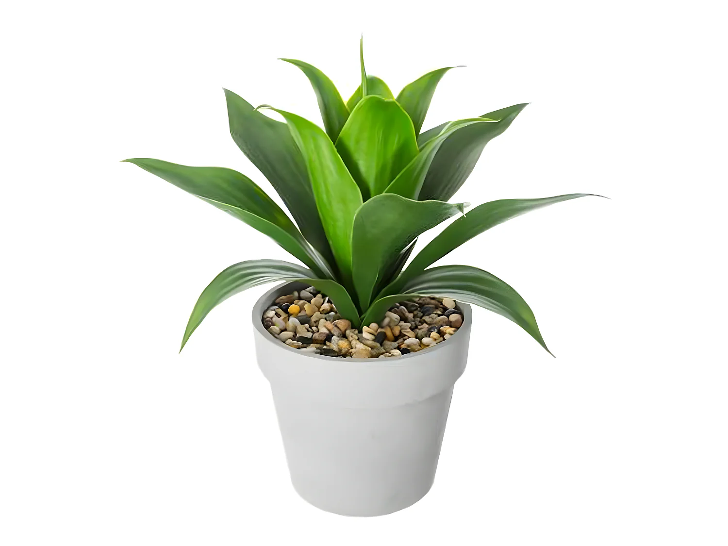 Plante artificielle en ciment et plastique, gris - Dim : L.28 x l.28 x H.34 cm