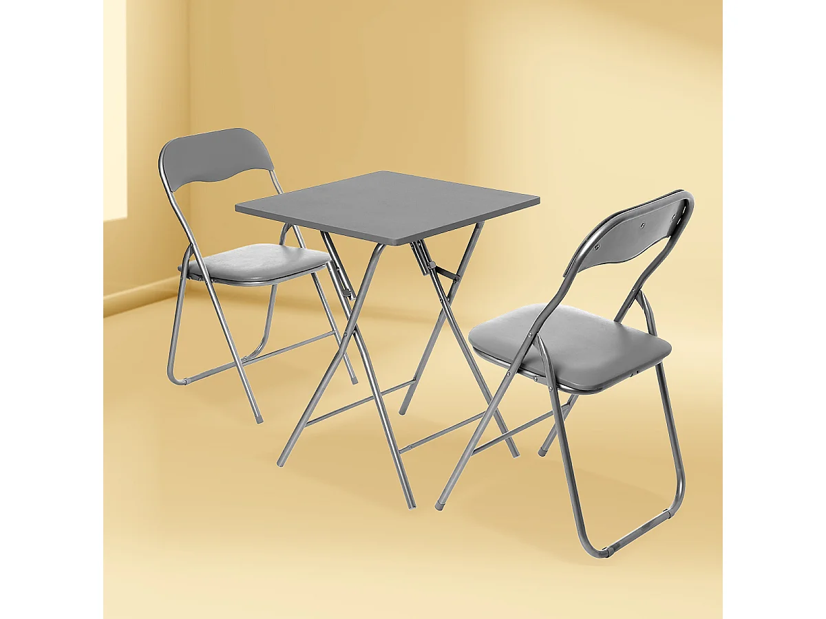 Table Pliante Grise, 60 x 60 x 75 cm