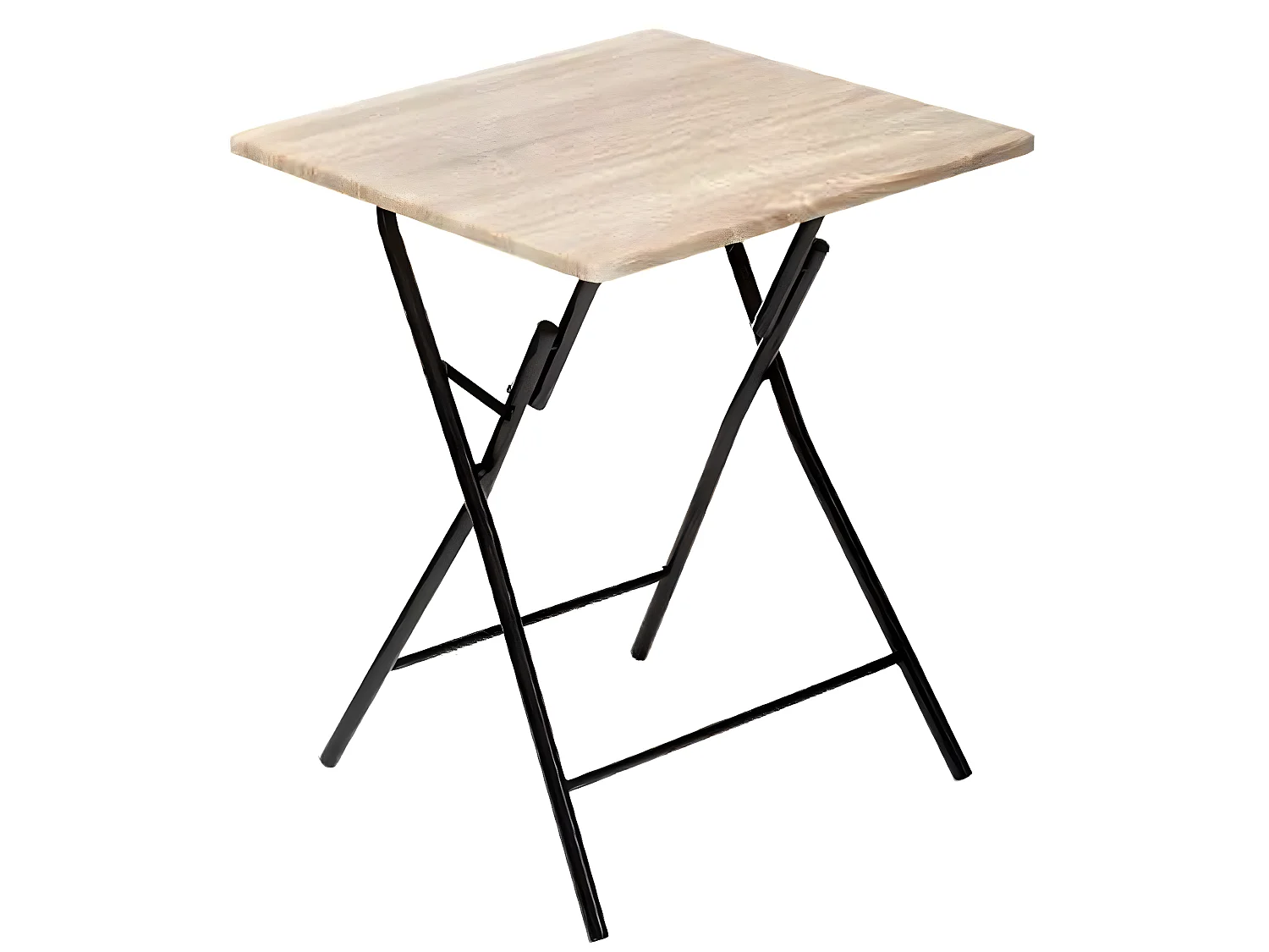 Table d'appoint pliante en métal coloris beige - L.60 x l.60 x H.75 cm
