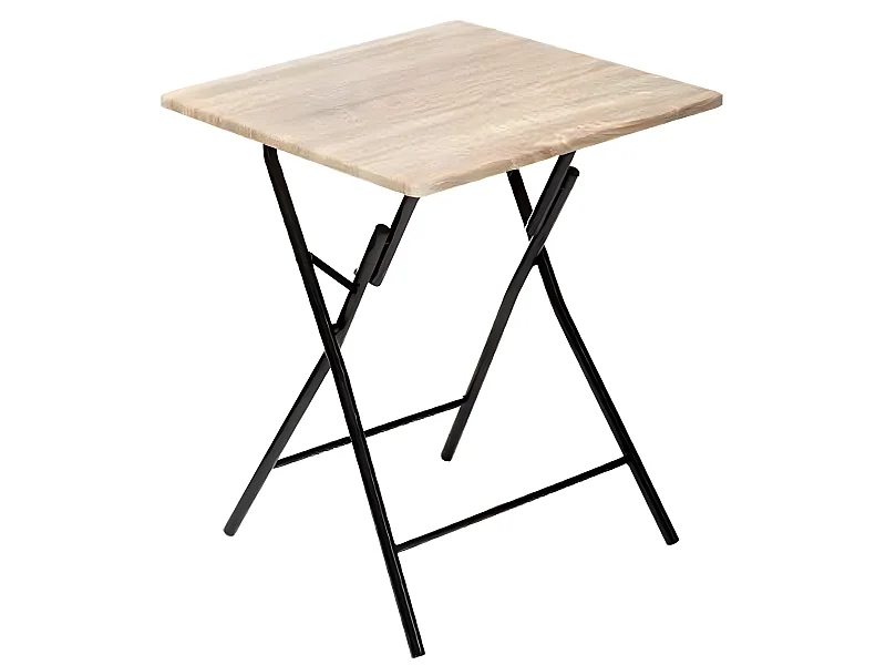 Table d'appoint pliante en métal coloris beige - L.60 x l.60 x H.75 cm