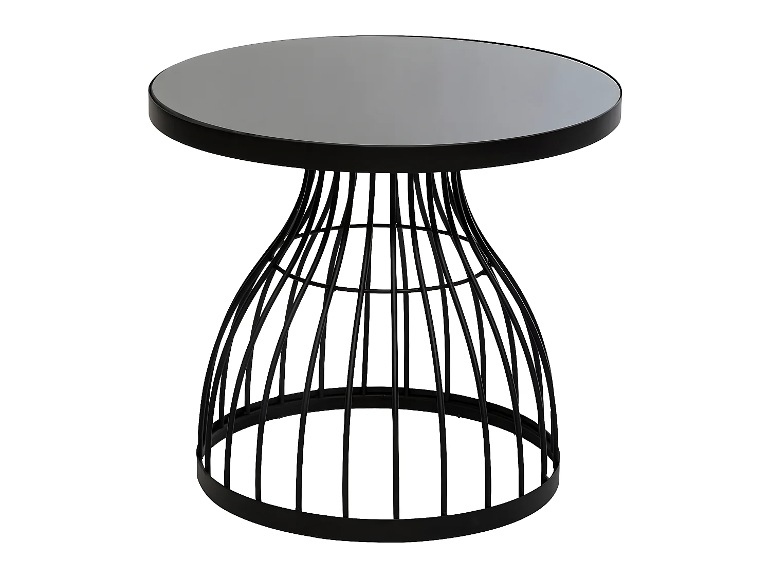 Table d'appoint coloris noir en verre - D. 55 x H. 48,5 cm